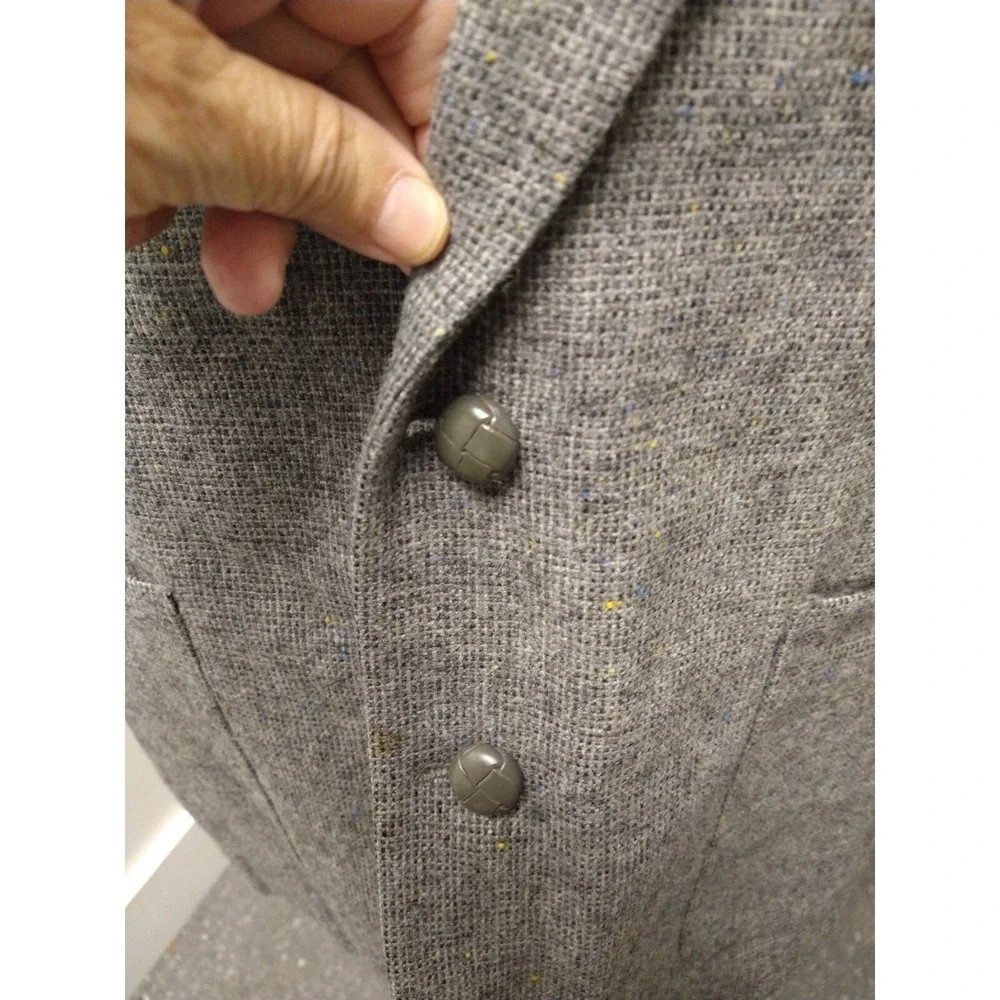 Hunt Valley Vintage Men's 44R Tweed Elbow Patches Gray Wool Blazer Jacket Coat